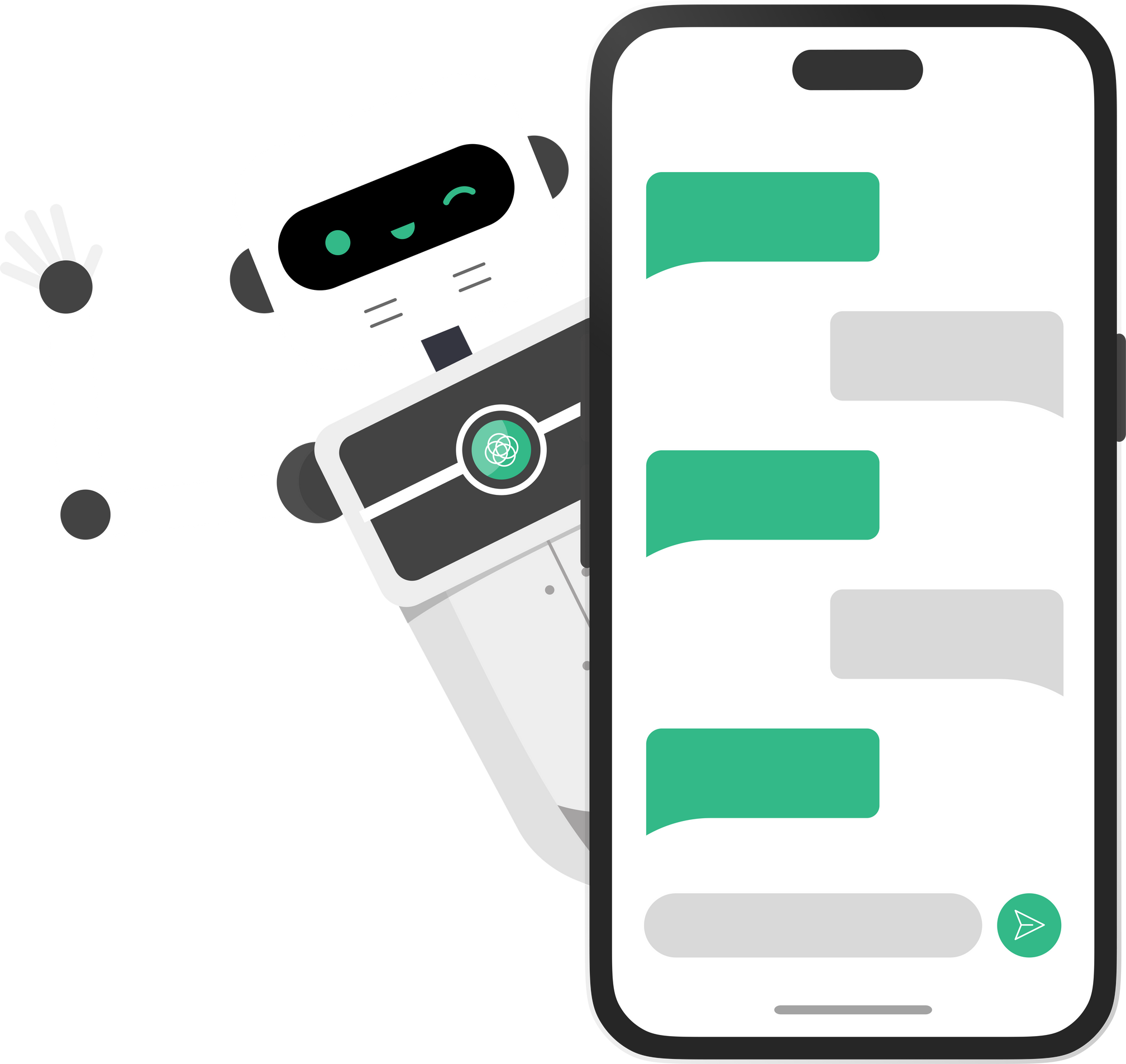 smartphone chatting with conversation bot illustration